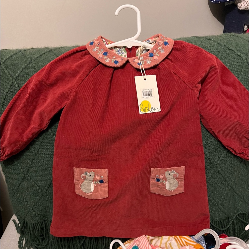 Baby Boden Cord Mouse Dress
